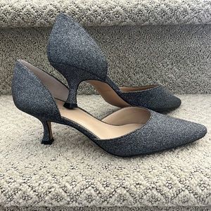 ANN TAYLOR BLACK GLITTER KITTEN PUMPS